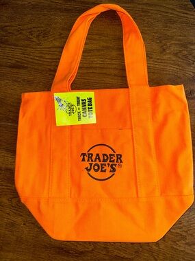 Trader Joe's Orange Canvas Tote Bag NWT